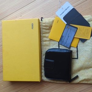 Fendi FF Black Patent Compact Wallet